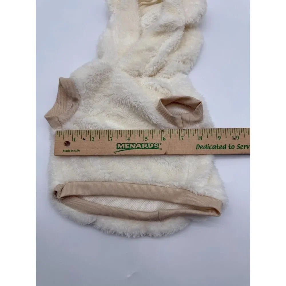 white berber fleece cat hoodie with bear ears size med